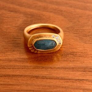 Kendra Scott Gold Ring with Deep Blue Stone